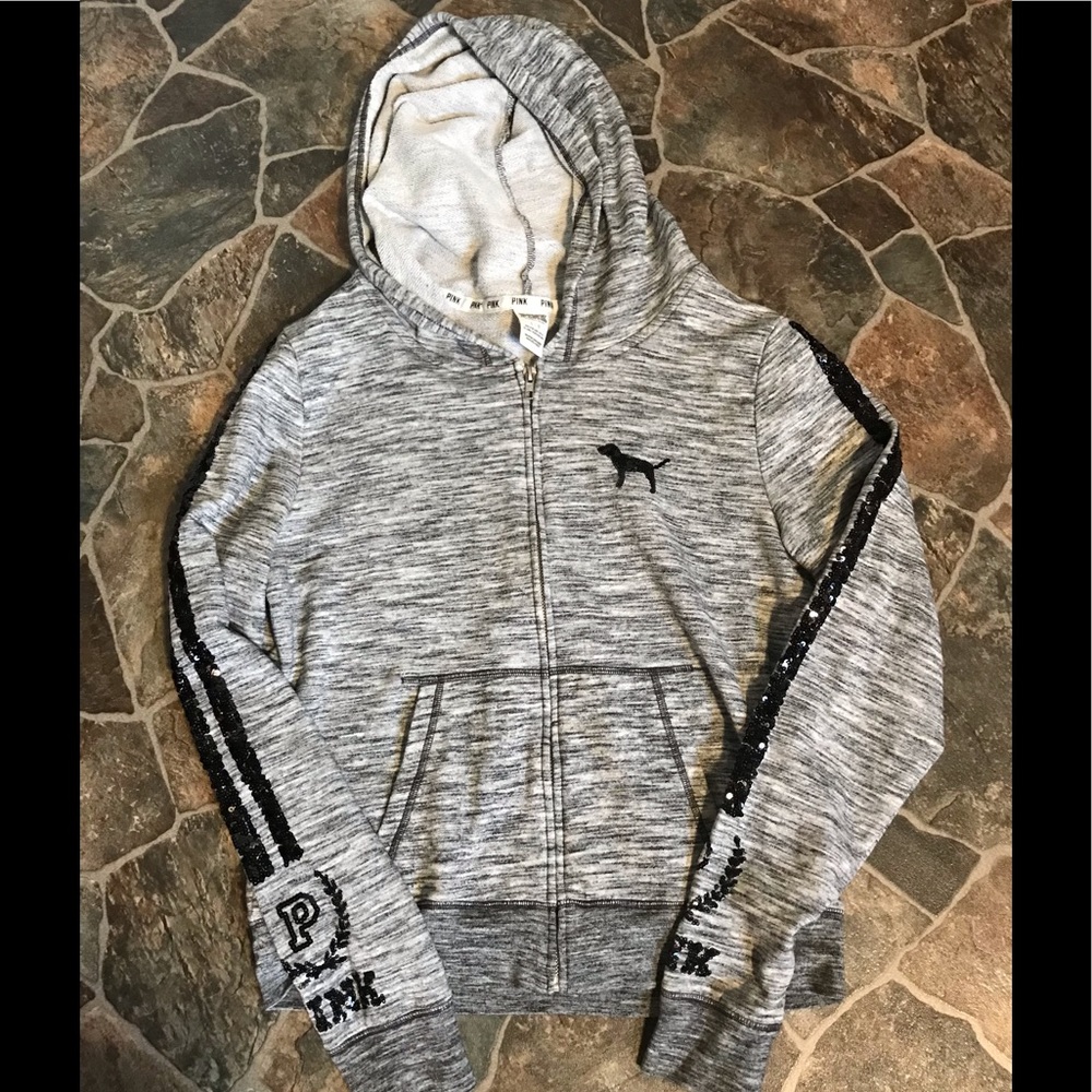 Victoria Secret Pink Bling Full Zip Hoodie Large